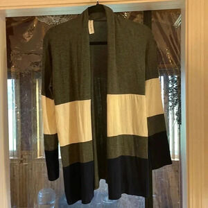 Vanilla Bay, Cardigan, Sz Small, Grey/cream/blue